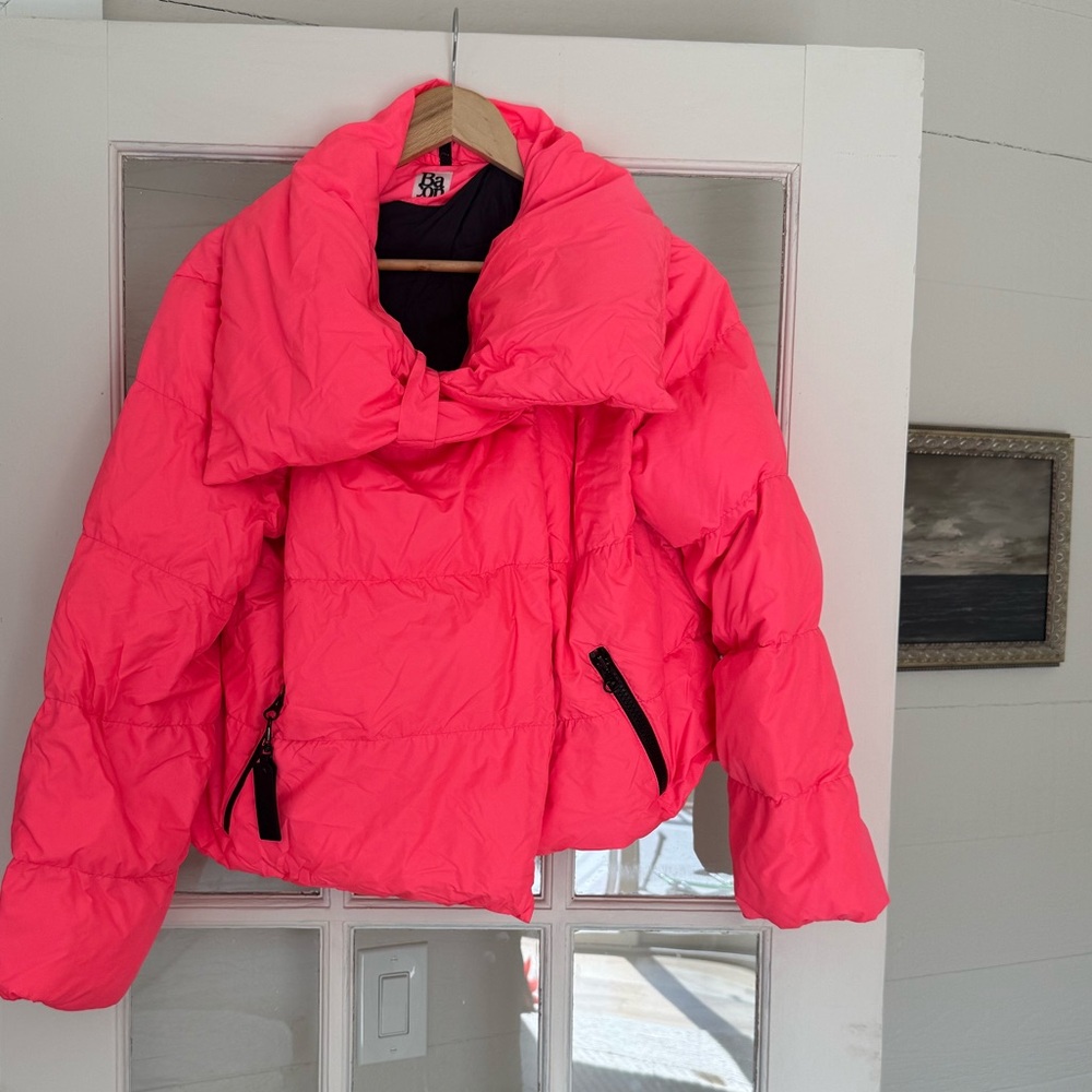 Bacon Neon Pink Puffer Jacket Size M